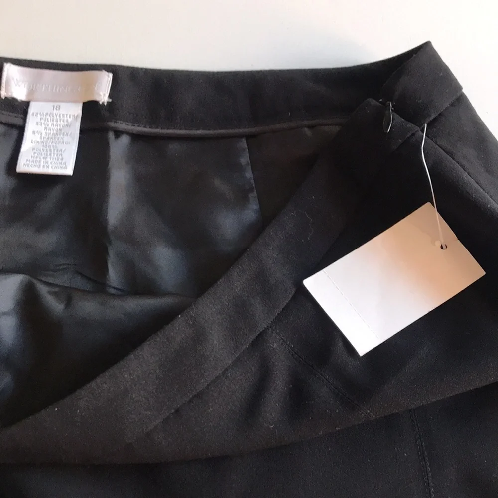 NWT Worthington mid length zip up lined black skirt size 18 office workwear corp